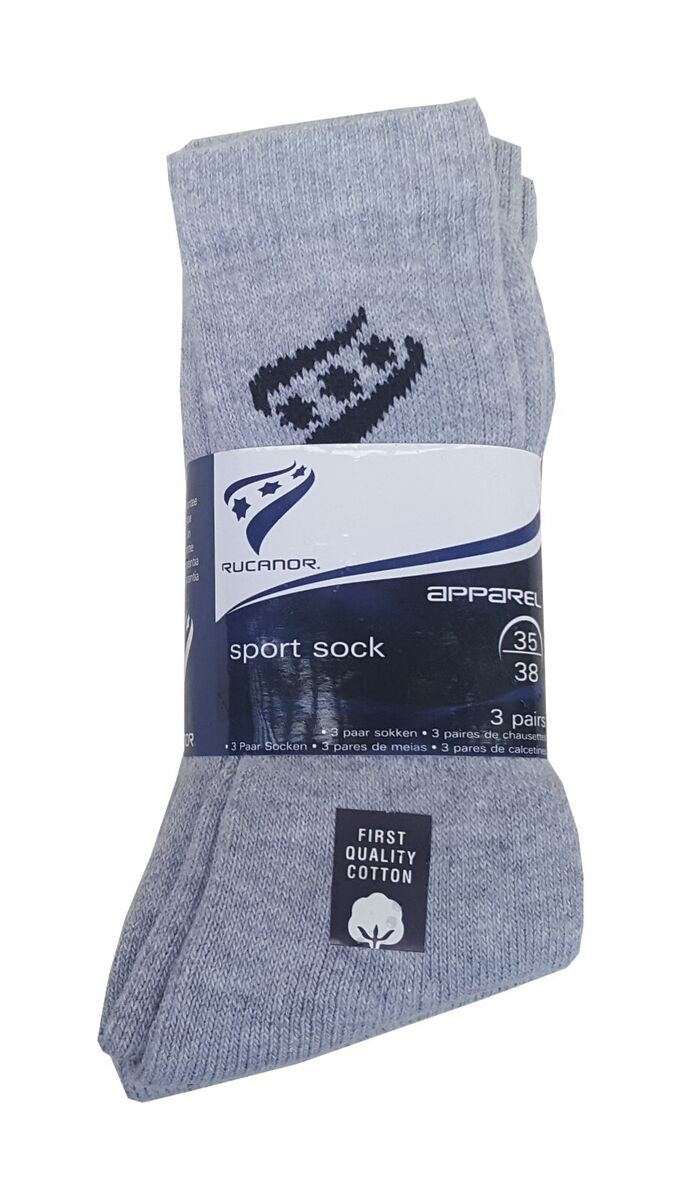 3 pack socks                                RUCANOR Grey Marl Triple Pack Sports Socks Soft Premium First Quality Cotton size 35 -40 / 45-50