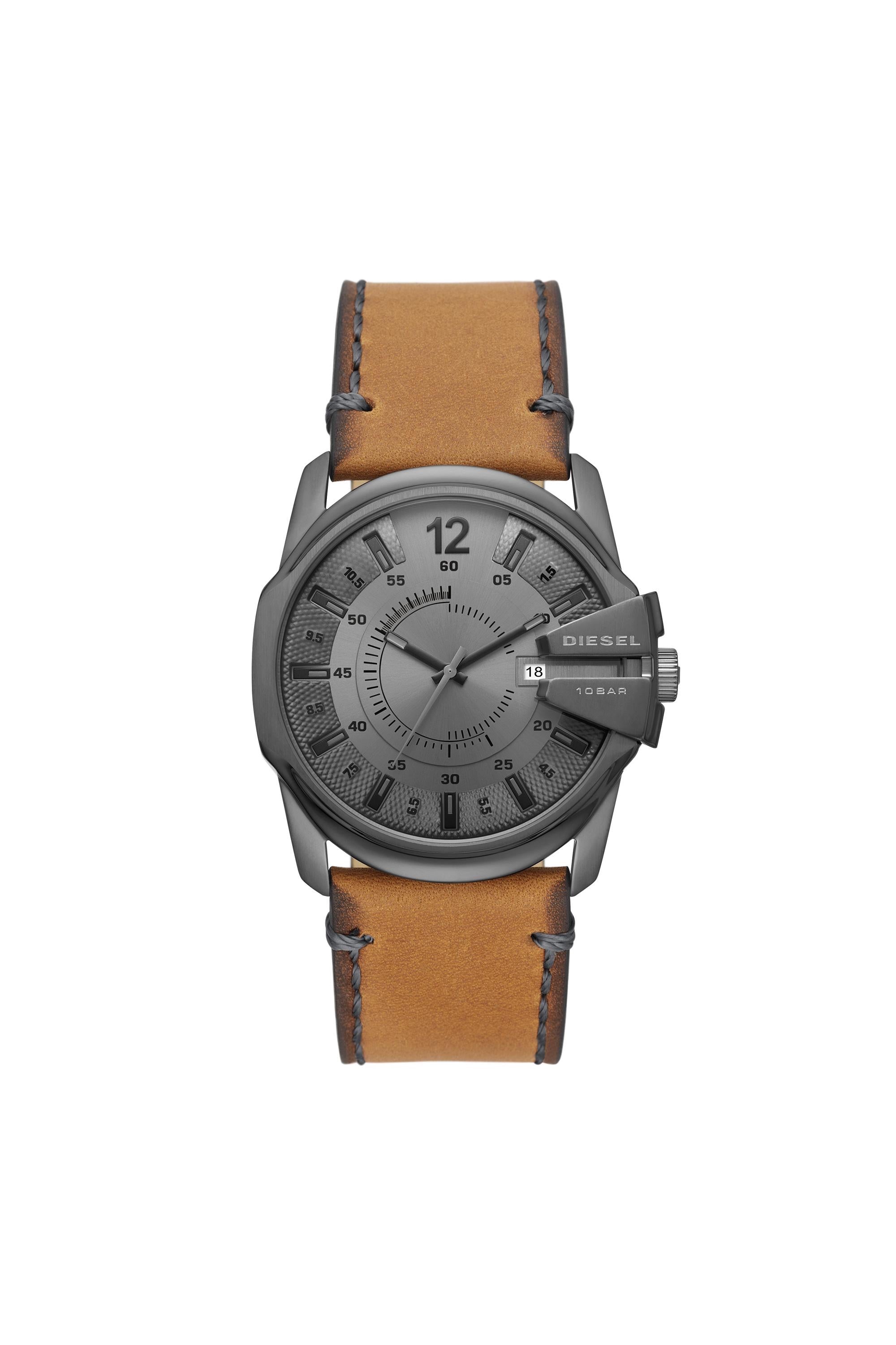 Diesel Dz-1964 Montre Master Chief avec un bracelet en cuir marron